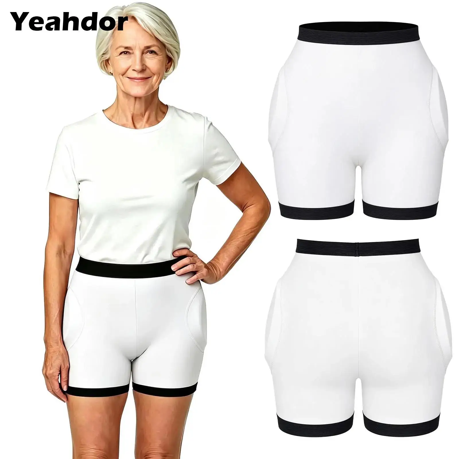 Hip Safety Shorts for Senior Women Men Crash Pants Underwear Anti-slip Elastic Waist Legs Side Padded Shorts