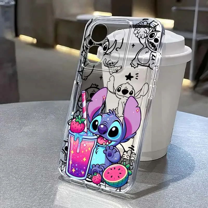 

Cute Disney Stitch For Xiaomi Redmi Note 8 8T 9 9T 11E 12 13 14 Pro Plus Turbo 5G Fashion TPU Transparent Phone Case