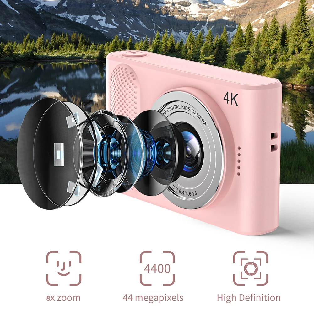 4K Digital Camera 44MP High-Definition Photography Camera for Tarvel Selfie Entry-Level Students Campus Selfie Camera