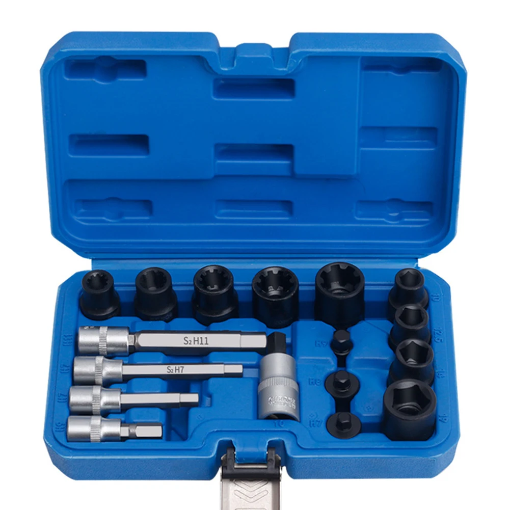 

Chrome Vanadium Steel 17pcs Socket Set Automotive Maintenance 17 Piece Kit Extension Drive Locks Heavy Duty Use
