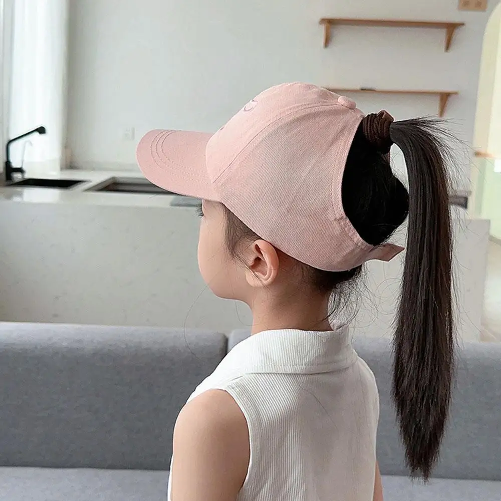 Empty Tail Children Sun Visor Hats Baseball Cap Baseball Cap Tie High Ponytail Children Summer Cap Casual Embroidery Bow Fashion