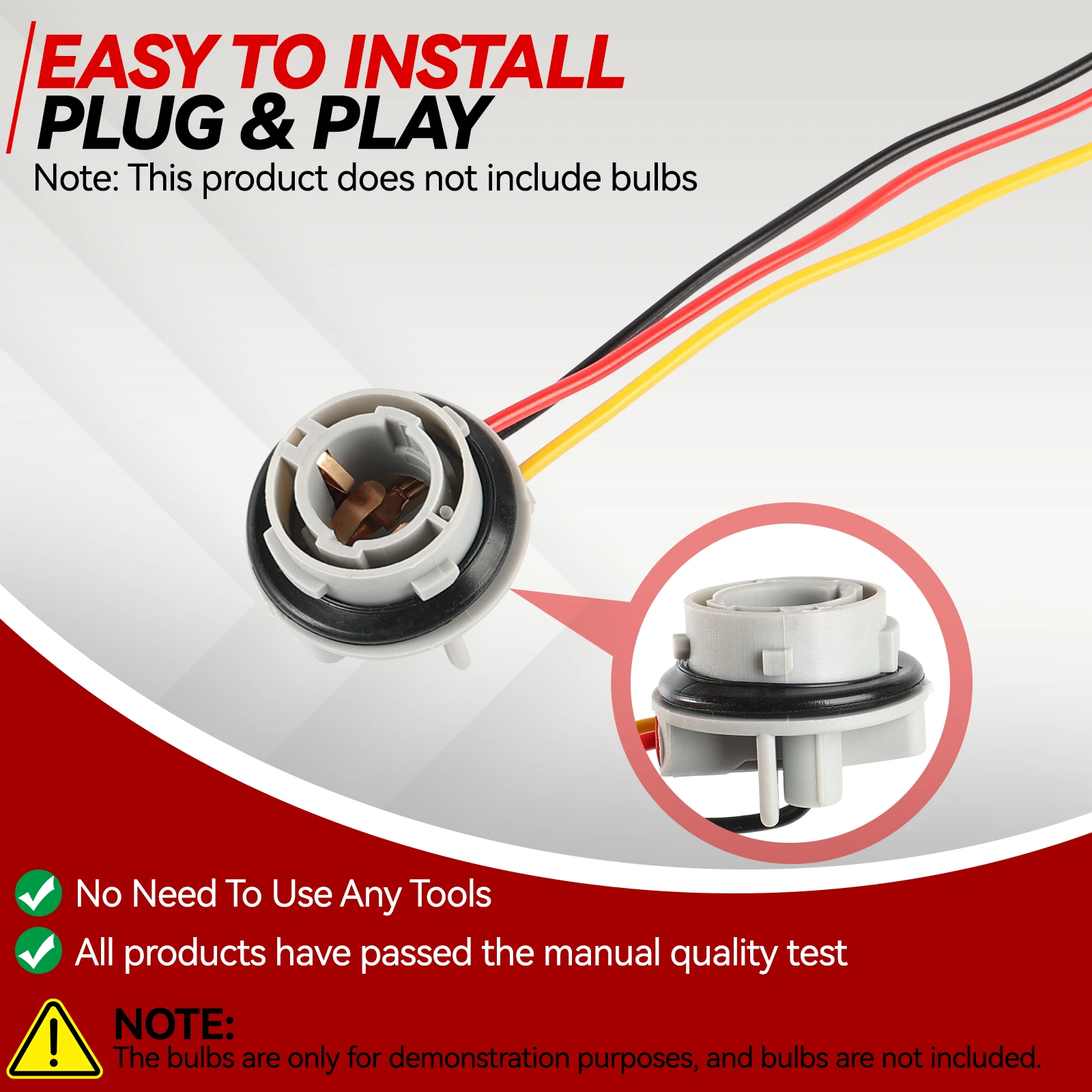 2pcs 1157 BAY15D P21/5W Rear Plastic Bulb Holder Brake Light Turn Signal Tail Light Socket Replacement For Vehicle Durable view 2