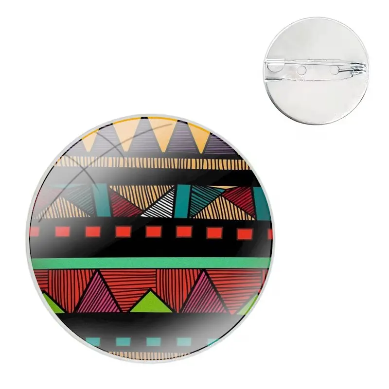 Glass Dome Brooches Shirt Lapel Bag Cute Badge Pins For Clothes Hat Accessories Traditional African totem