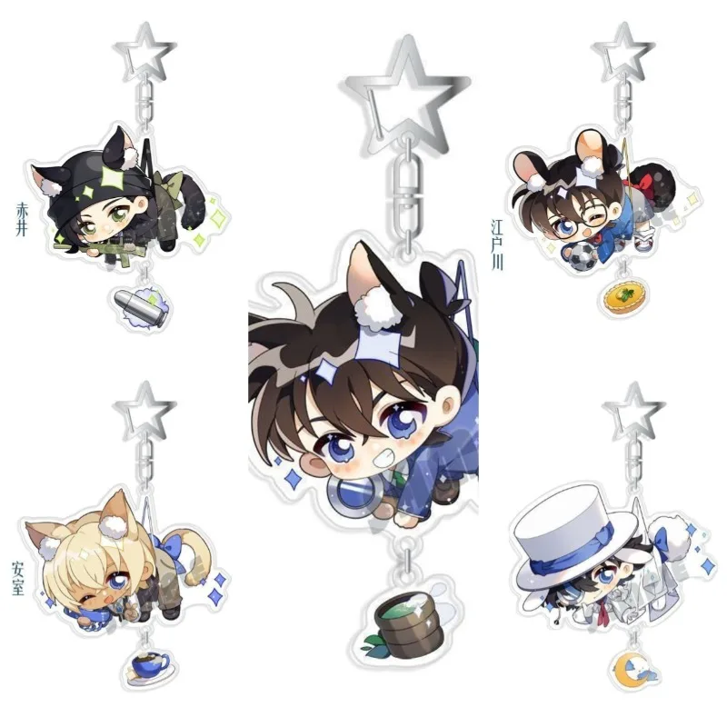 

Hot Anime Detective and Conans Series Key Chain Cartoon Role Creativity Cute Printing Acrylic Pendent Backpack Keychain Gift