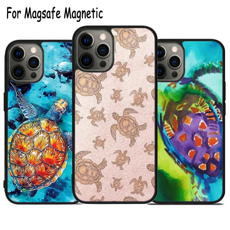 Sea Turtles Wireless Charge Magsafe Phone Case For iPhone 15 16 14 13 11 12 Pro Max Plus Magnetic Bumper Cover