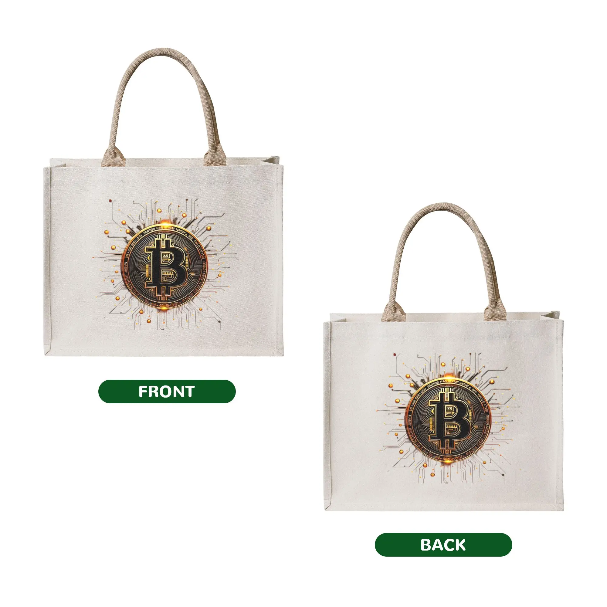 Crypto Virtual Currency Bitcoin  Grocery Tote Shopping Bag Women Custom  Shoulder Shopper Bag Large Capacity Handbag