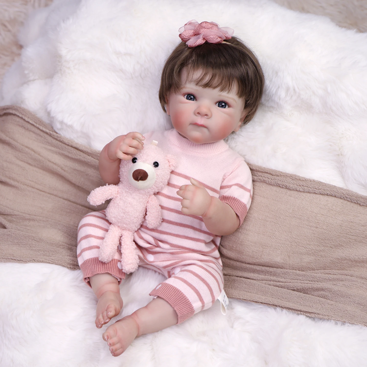 

KEIUMI 18 Inch Reborn Baby Doll Soft Full Silicone Vinyl Realistic Visible Veins Newborn Girls Toy Children Playmates DIY Toy