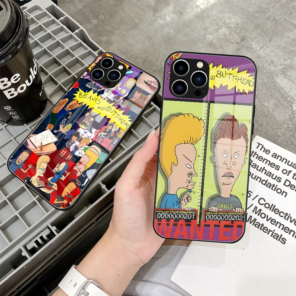 Beavis And Butthead Phone Case 2023 For IPhone 15 14 Pro 13 11 12 XR XS MAX 7/8 X Plus 13 Black Glass Covers