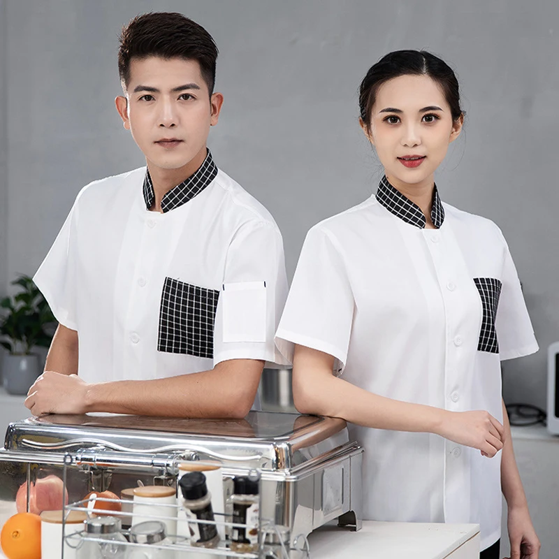 日本レストランユニセックスシェフジャケットホテルキッチンバーショップカフェケータリングシェフ作業服半袖/長袖シェフ制服