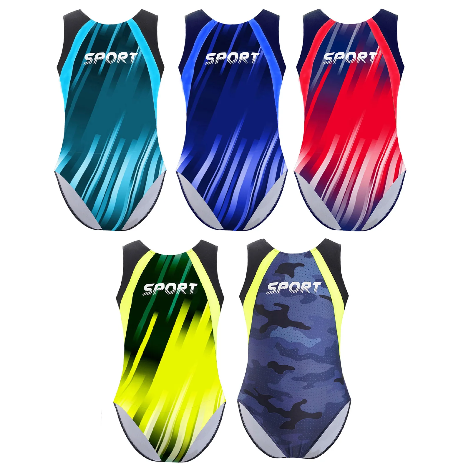 أطفال بنين رداء رقص الباليه الرياضة الجمباز تجريب التدريب زي بلا أكمام ارتداءها قطعة واحدة ملابس السباحة بحر