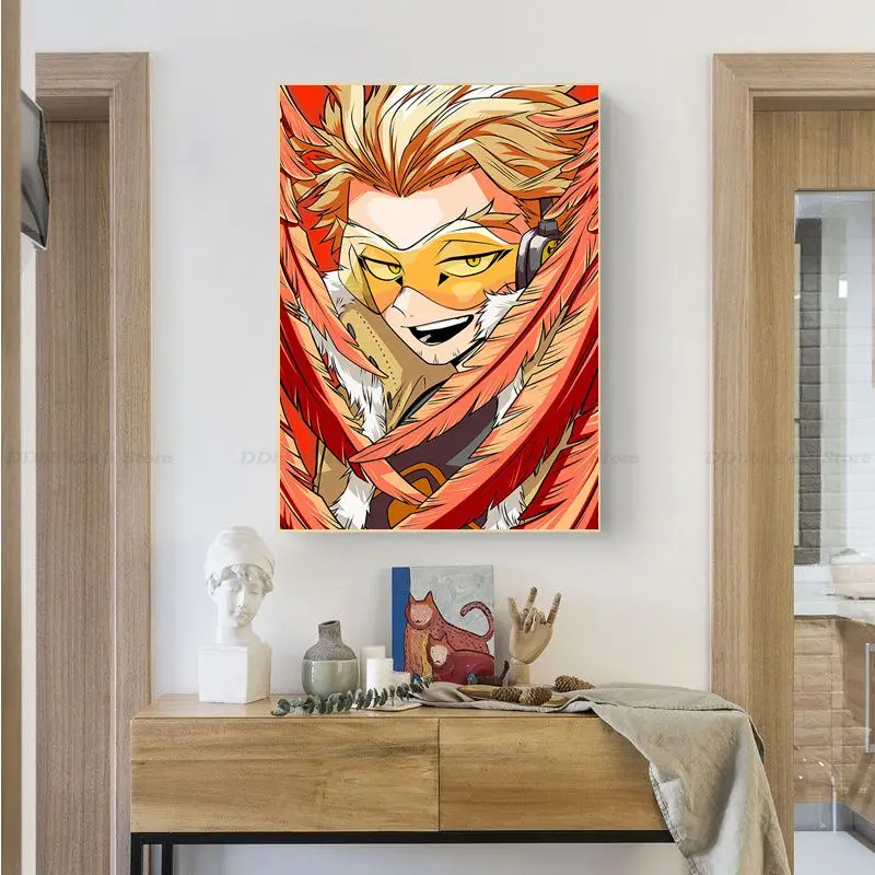 Anime My Hero Academia Hawks Whitepaper Poster HD Quality Wall Art Poster retrò per la casa pittura decorativa Vintage