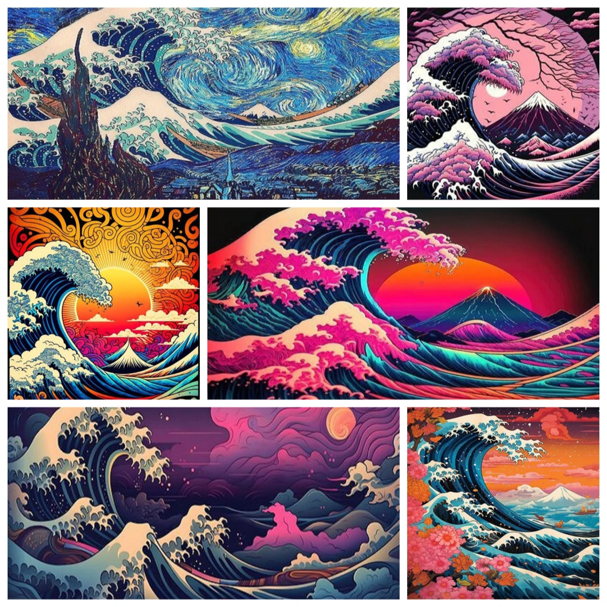

50X70CM Adult 1000PCS Paper Jigsaw Puzzle Japan Great Wave Landscape Series Stress Relief Entertainment Children Toy