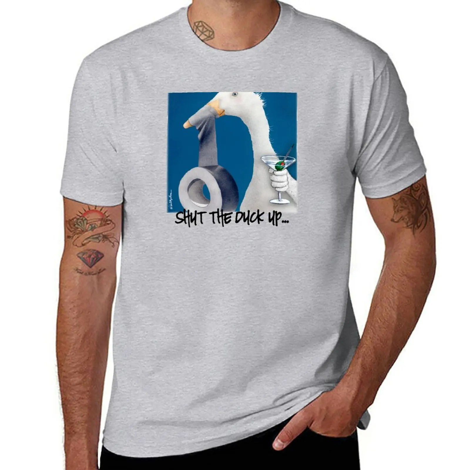 

New Will Bullas / tee / shut the duck up... / humor animals T-Shirt T-shirt short korean fashion mens big and tall t shirts