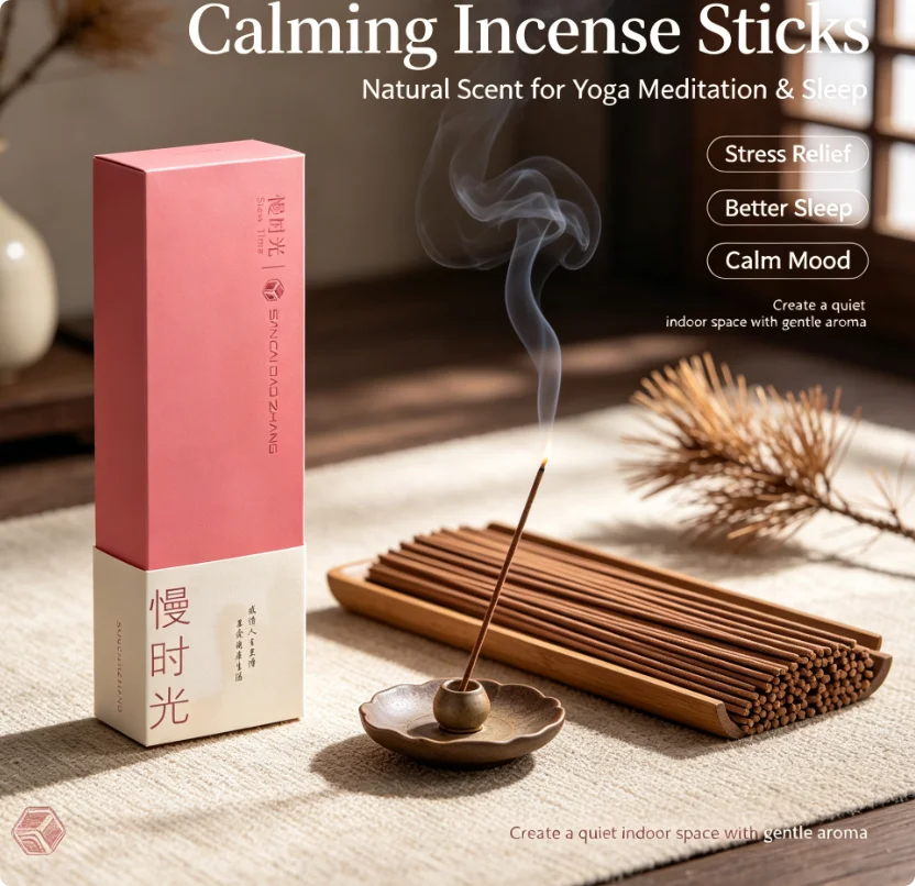 Natural Pure Sandalwood Incense Sticks , Relieve Stress Improve Sleep,  Ideal Indoor Home Yoga Meditation Gift Present