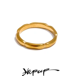 Yhpup 316L Stainless Steel Metal Casting Thin Minimalist Ring 18K PVD Plated Trendy Versatile Daily Jewelry Tarnish Resistant