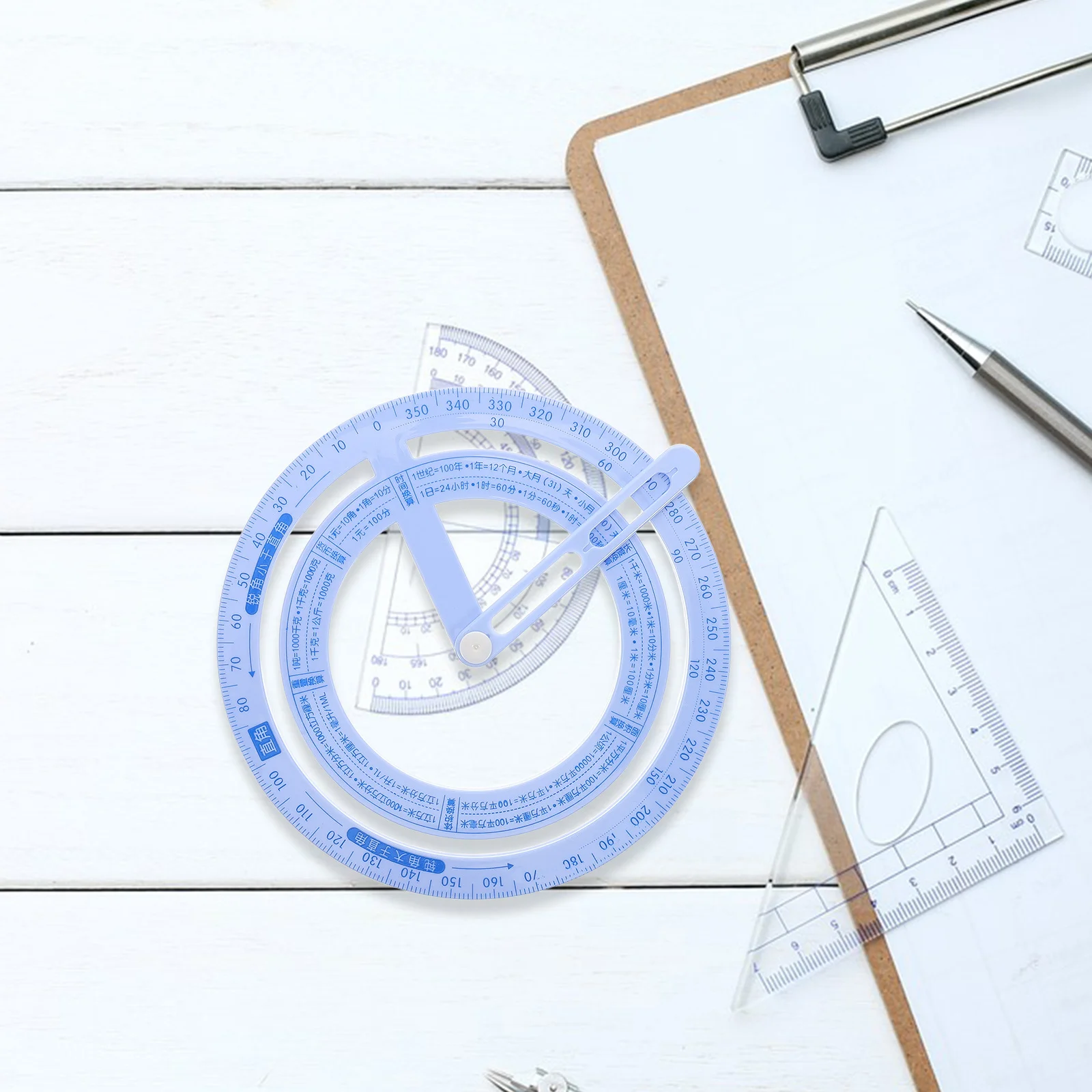4pcs Protractor 360° Rotating Angle Measuring Tool For Woodworking Engineering Drawing School Projects Plastic