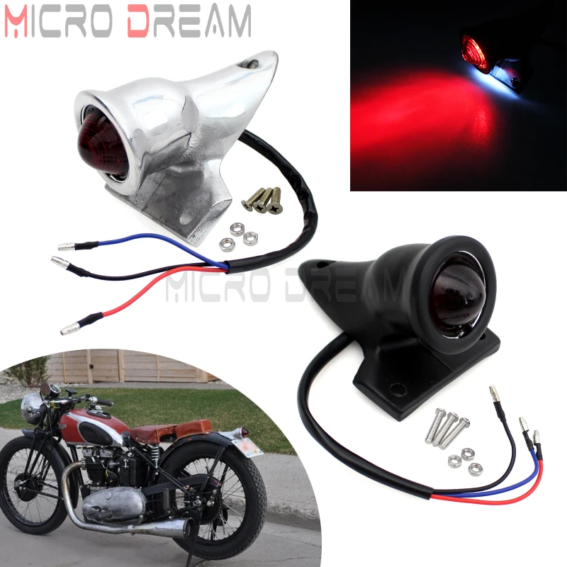 Motorcycle LED Rear Tail Brake Stop Light Lamp Retro Taillight For Harley Honda Yamaha Suzuki Kawasaki Chopper Bobber Custom FLS