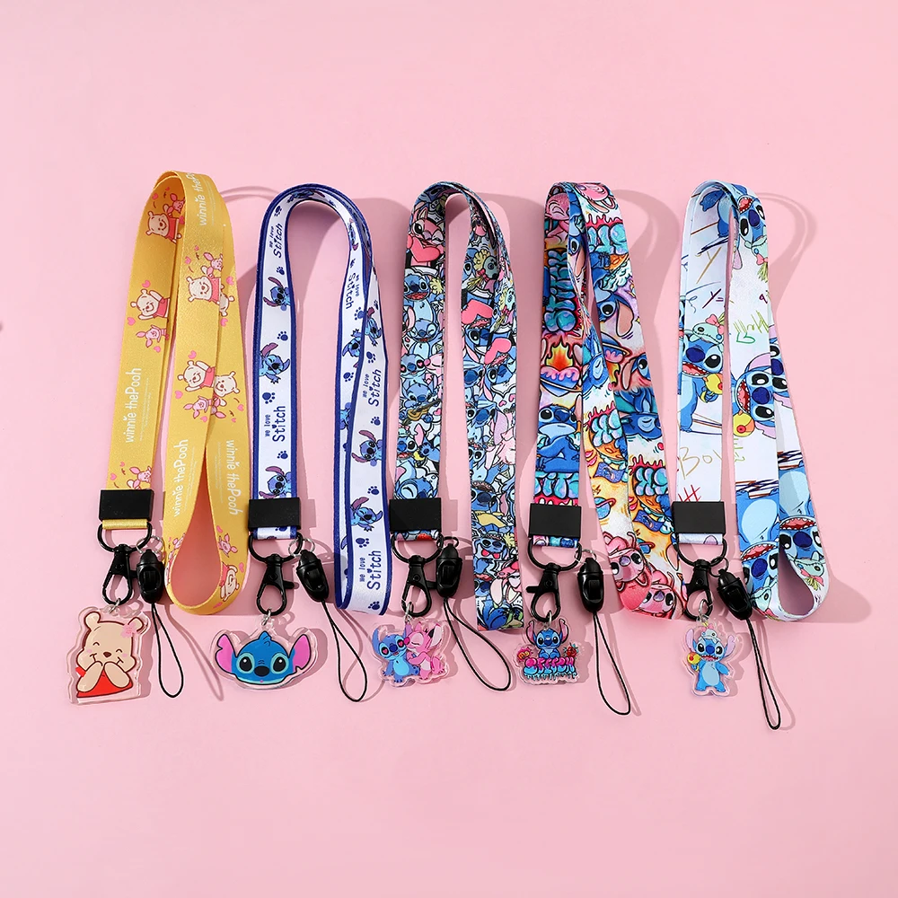 Disney Stitch  Phone Lanyard Cartoon Keys ID Cell Phone Neck Strap Toys Action Figure Toy for kids Collection Gifts