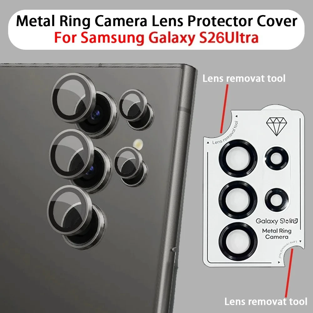 Metallring-Kameralinsenschutzabdeckung für Samsung Galaxy S25Ultra Kratzfester Schutzdeckel mit Linsenentfernungswerkzeug S25Ultra Linsenfolie