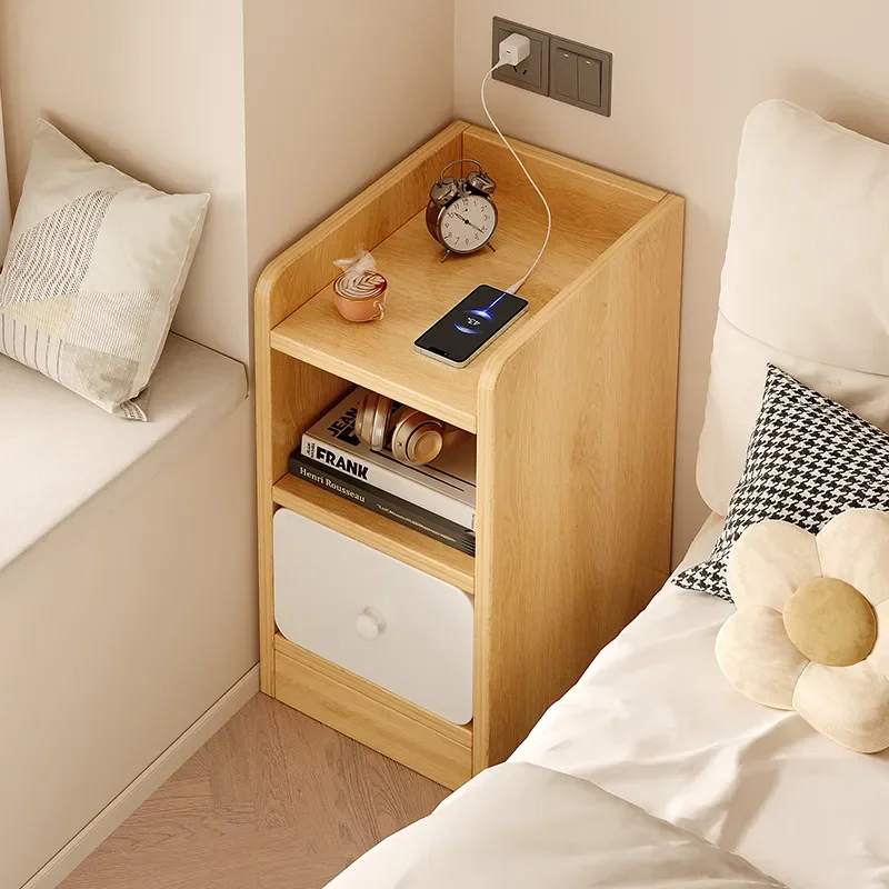 for Bedside Table Small Household Simple Storage Shelf Rental House Super Narrow Crevice Cabinet Bedroom Bedside Locker