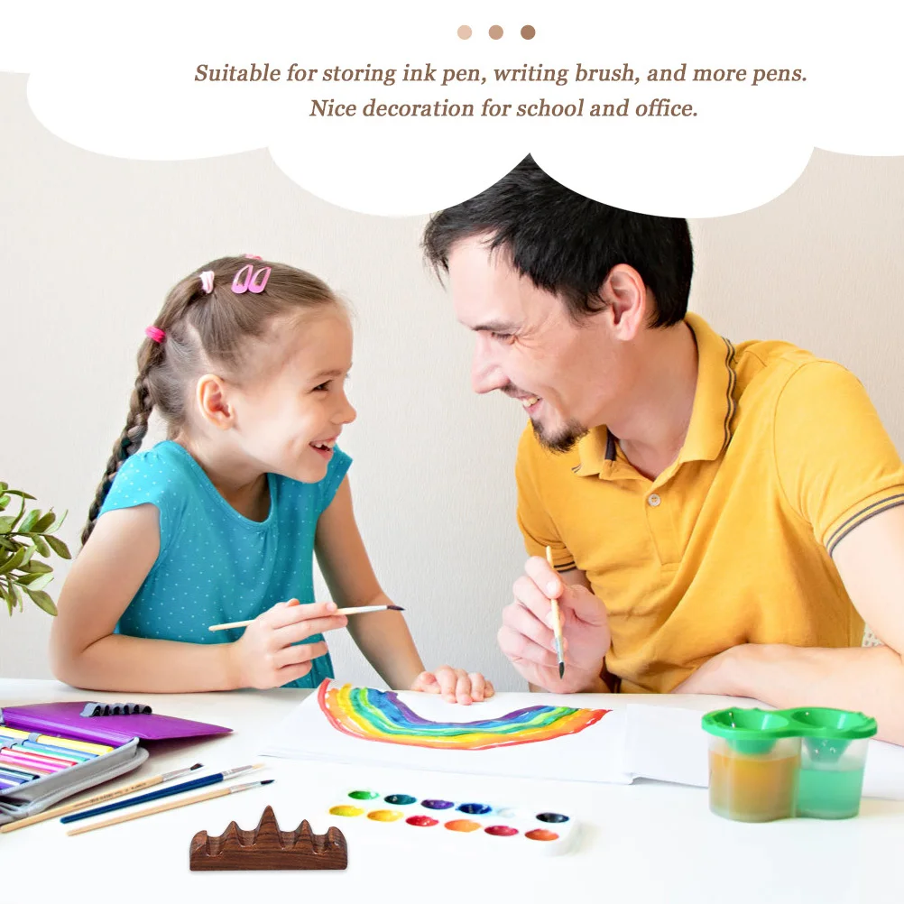 Wooden Calligraphy Brush Pen Holder Fine Craftsmanship Mountain Shape Ink Pen Stand Beautiful Desktop Brush Support