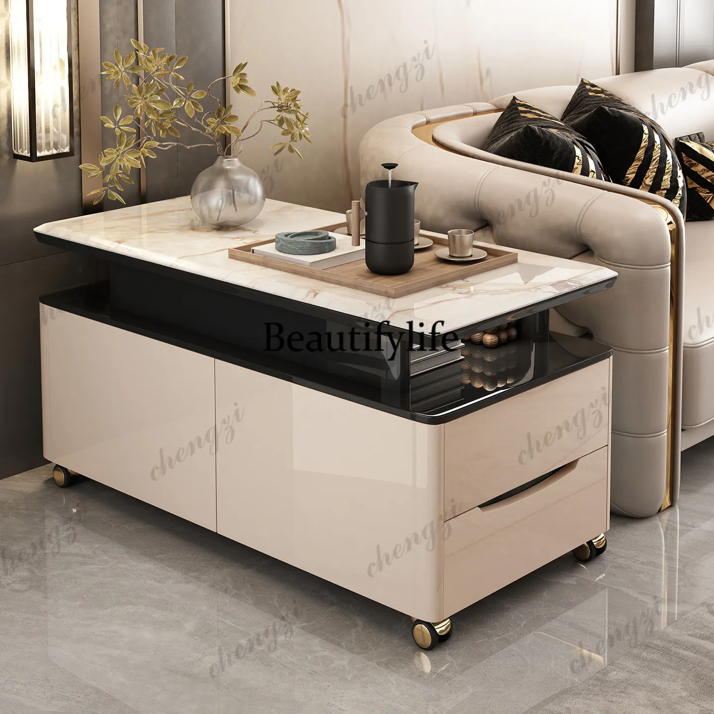 Light luxury sofa side cabinet side few modern living room household microcrystalline stone rock slab corner few high-end sense