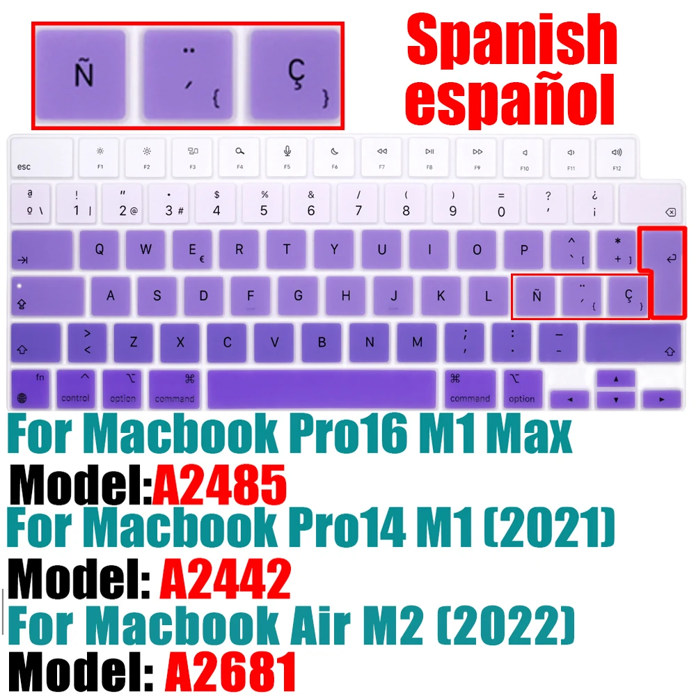 spain For Macbook Air M3 A3113 A3114 Keyboard cover Dustproof waterproof laptop cover silicone Pro14 A2992 Macbook assessories