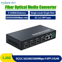 10/100/1000 M Gigabit SFP Media Converter SM 4 SFP Slot 2 RJ45 Ports fiber switch or ip camera UTP 8xSFP Fiber Optical switch