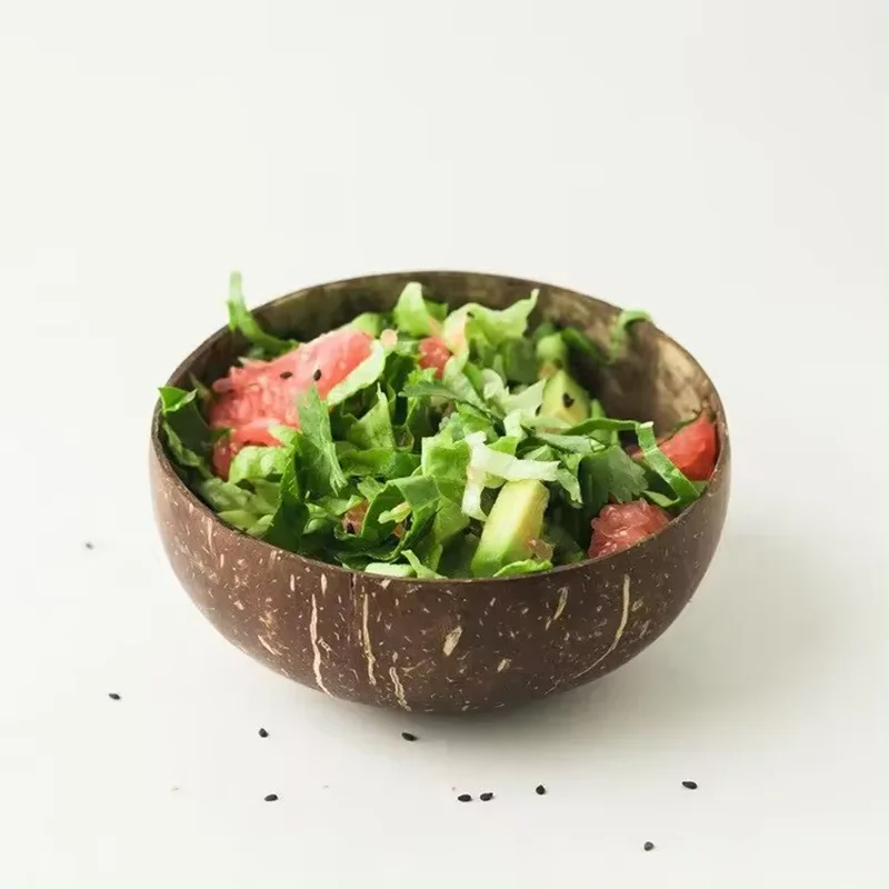 Coconut Bowls For Serving Dishes Wooden Salad Wood Reusable Bowl Serving Utensils Natural Coconut Shell Bowls Breakfast Party view 3