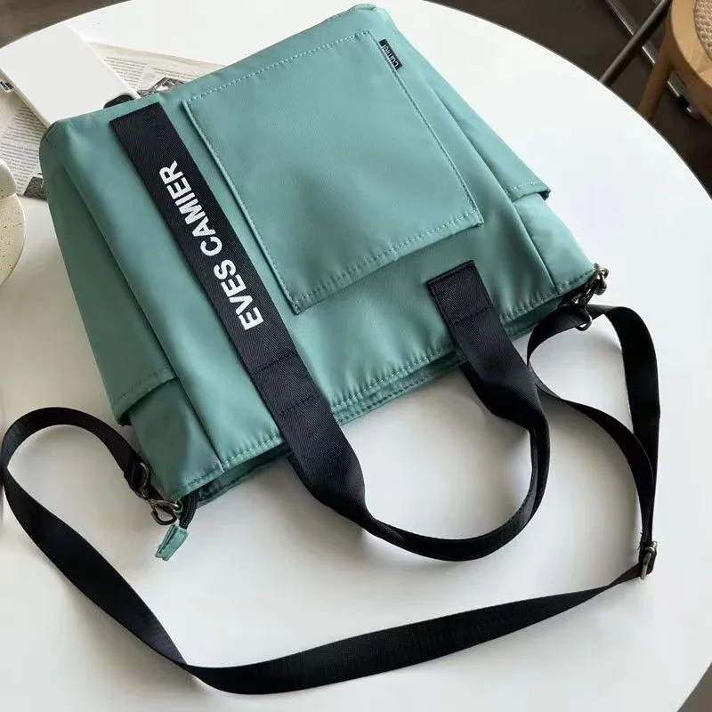 New Casual Tote Large Capacity Shoulder Bag Nylon Waterproof Canvas Handbag Simple Fashion Messenger Bags for School Girl