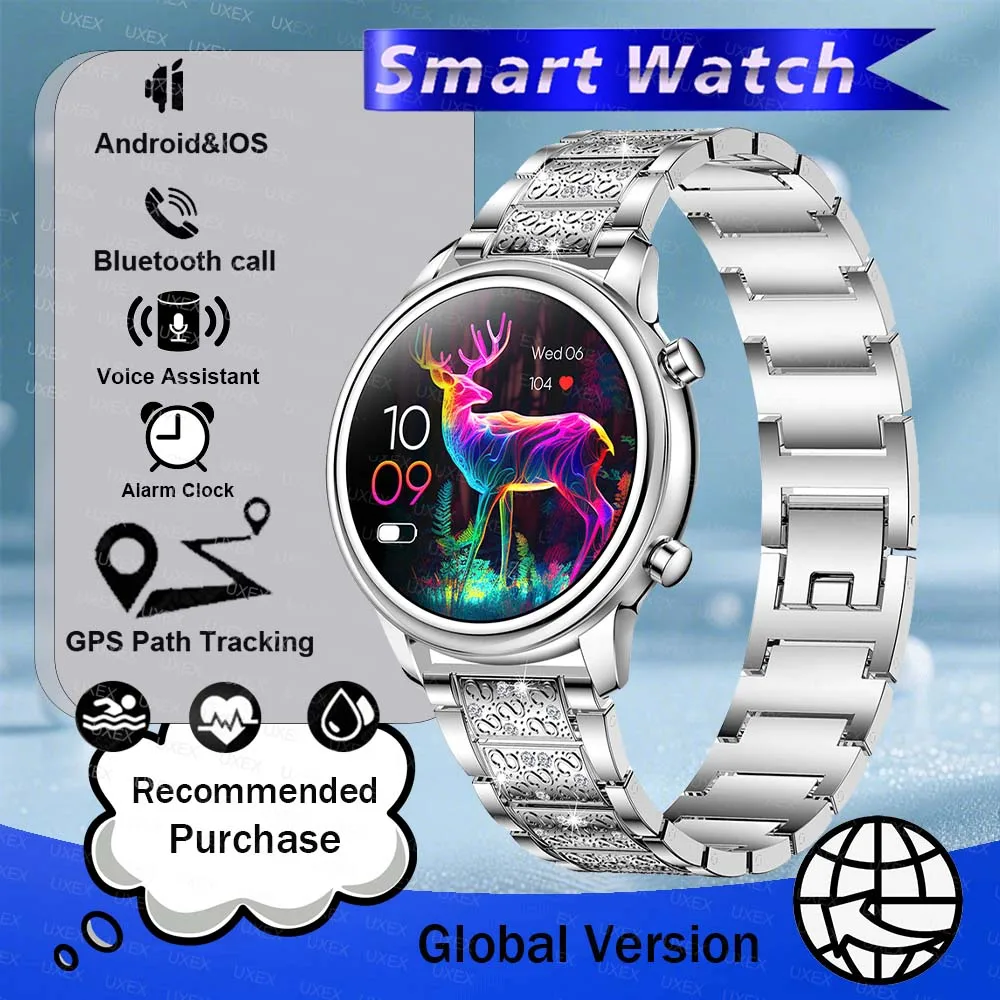 زائد موضة جديدة ساعة ذكية المرأة لتحديد المواقع المقتفي 1.27 "HD AMOLED معدل ضربات القلب مخصص الهاتفي مقاوم للماء بلوتوث دعوة Smartwatch سيدة