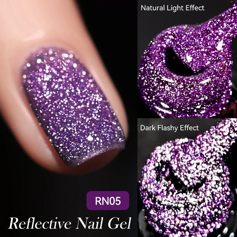 LILYCUTE 7 ミリリットルブライトシルバースパークリングジェルネイルポリッシュ赤反射ジェルカラフルな輝くグリッターマニキュアネイルアートジェルワルニ