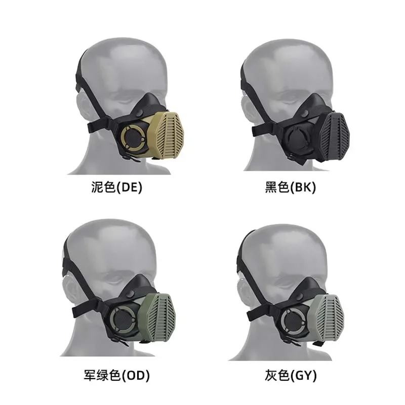 Outdoor Sports Special Tactical Respirator CS Protective Equipment ABS Half Mask Strainer Mesh Anti Dust Head Helmet Dual Mode