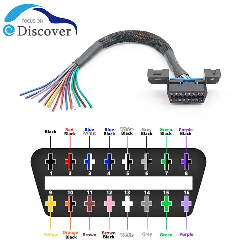 16pin Open Cable 18AWG 30cm Colorful DIY Opening Line Adapter Female Connector to Open OBD Cable Ribbon Interface Adapter