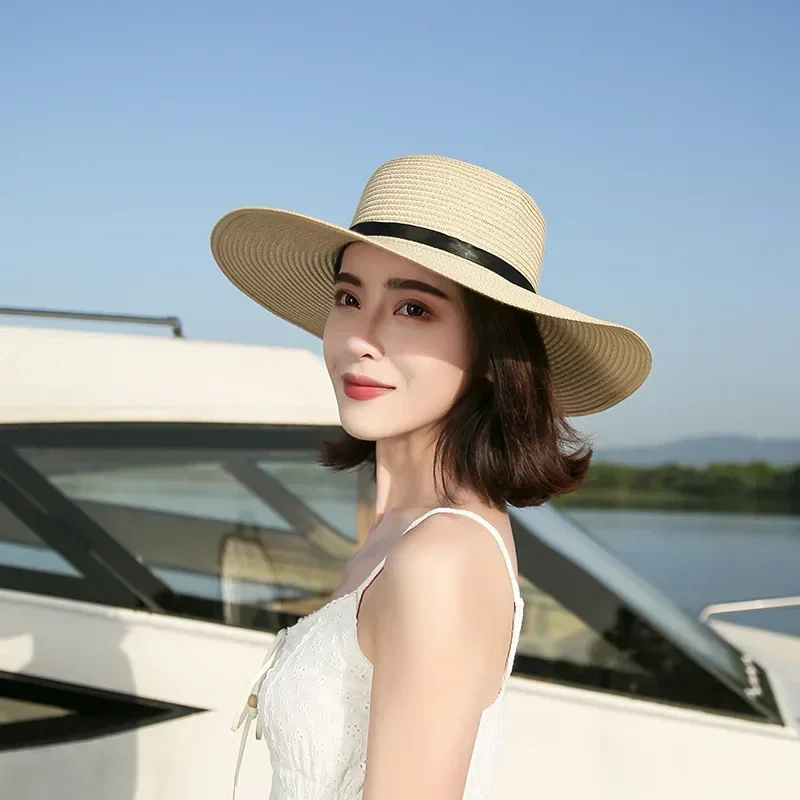 

2024 Hot Sales Big Eave Bucket Hat Female Foldable Beach Straw Hat Girl Trend Leisure Cap Outdoor Travel Sun Hat Femme