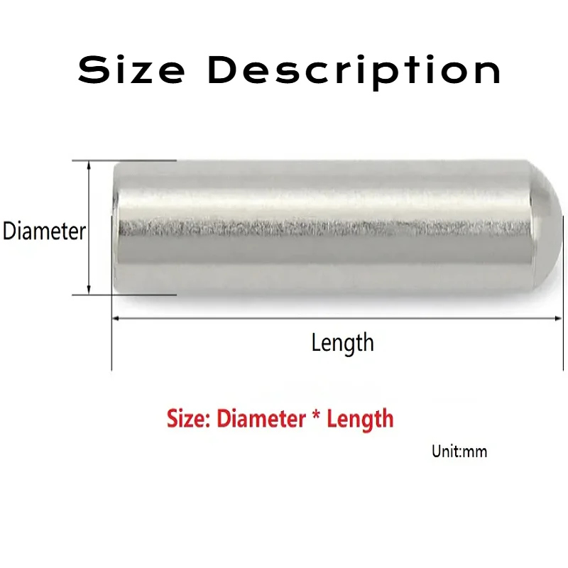 304 Stainless Steel Solid Round Head Cylindrical Pin M1 M1.5 M2 M2.5 M3 M4 M5 M6 Locating Dowel Positioning Pin Round Bar 6~50mm