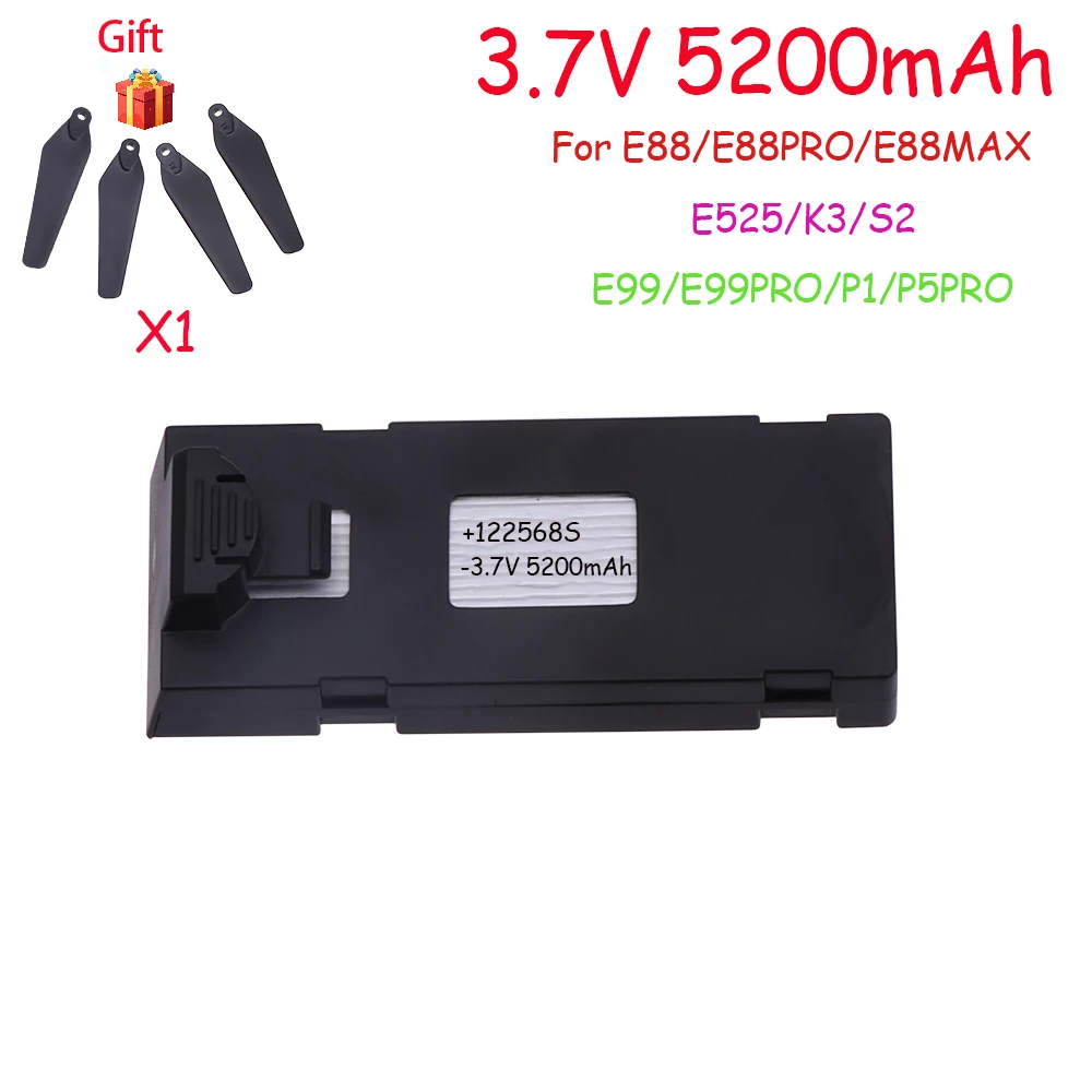 3.7V 5200mAh Rechargeable Li-ion Battery For RC Drone E88 E88PRO E99 P1 K3 P10 A13 S98 E525 RC Quadcopter Parts Battery 1-10pcs