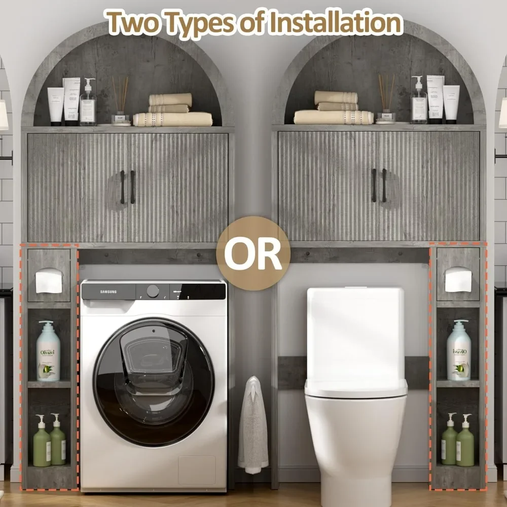 Venda bem sobre o armário de armazenamento do vaso sanitário, organizador de prateleira de banheiro independente, armário de arco de banheiro sobre vaso sanitário com vaso sanitário