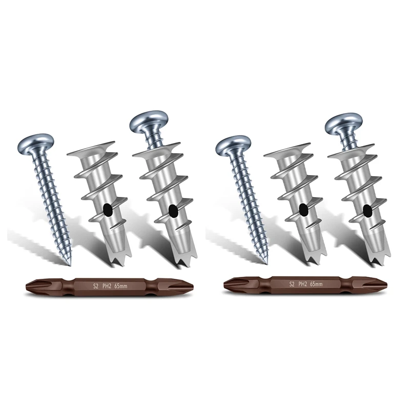 Zinc Self Drilling Drywall Anchors, Hollow Wall Anchor & Screw Kit, Drywall Screws, Heavy Duty Metal Wall Anchors