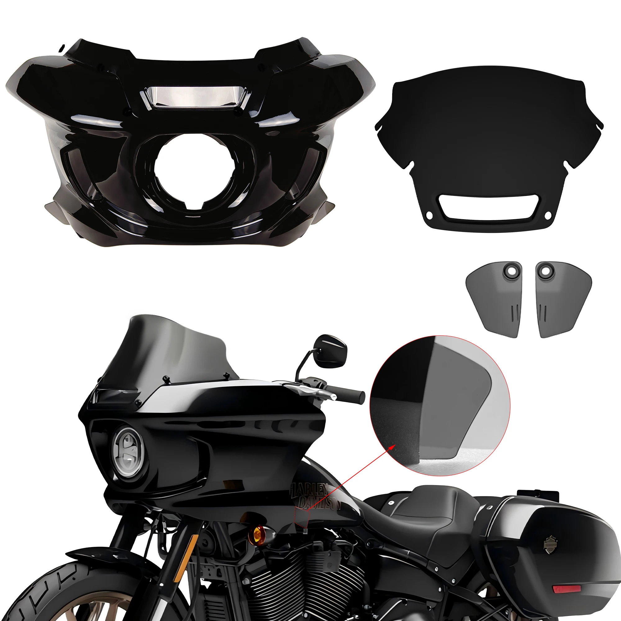 

Motorcycle Low Rider ST Fairing 7" 9" Windshield for Harley Softail Low Rider S FXLRS 2020-2024 Low Rider ST FXLRST 2022-2024