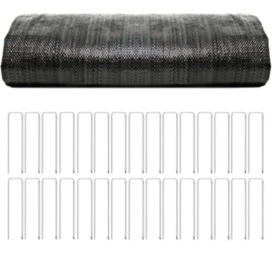

Driveway Landscaping Fabric and Underlayment - 30 x 12.5 ft Heavy Duty Woven Geotextile Landscape Weed Barrier with 35 Staples