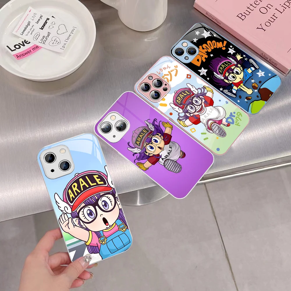 D-Dr S-Slump A-Arale  Phone Case Tempered Glass For iphone 14 13 12 11 Pro Mini XS MAX 14Plus X XS XR Cover