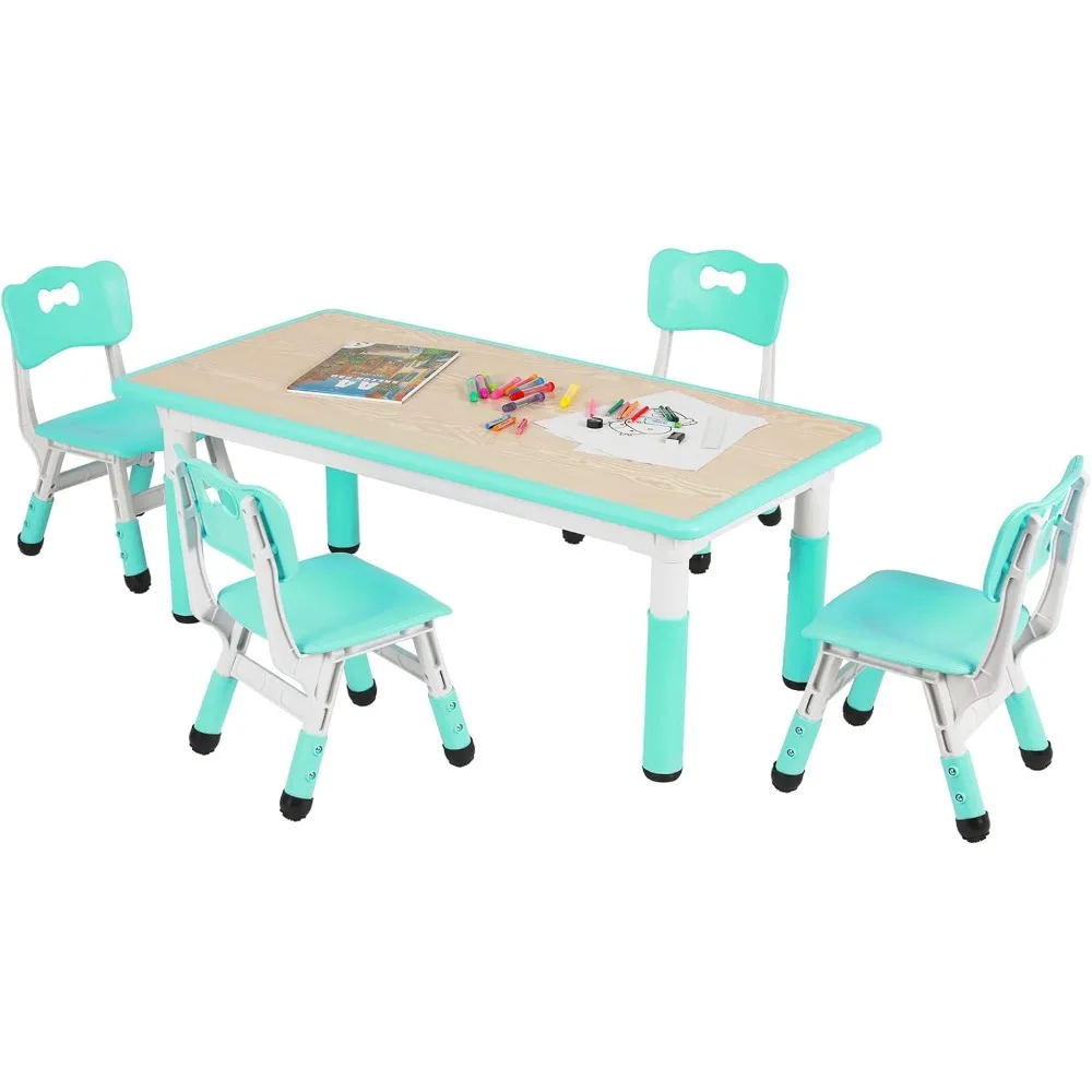 

Kids Table and Set, Height Adjustable Toddler Table and Chair Set, Non-Slip Legs, Graffiti Desktop