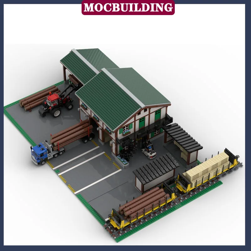 City Farm Lumber Mill Model Building Block Set Assembly MOC Town Truck Lumber Cars Building Collection Series Toy Gift