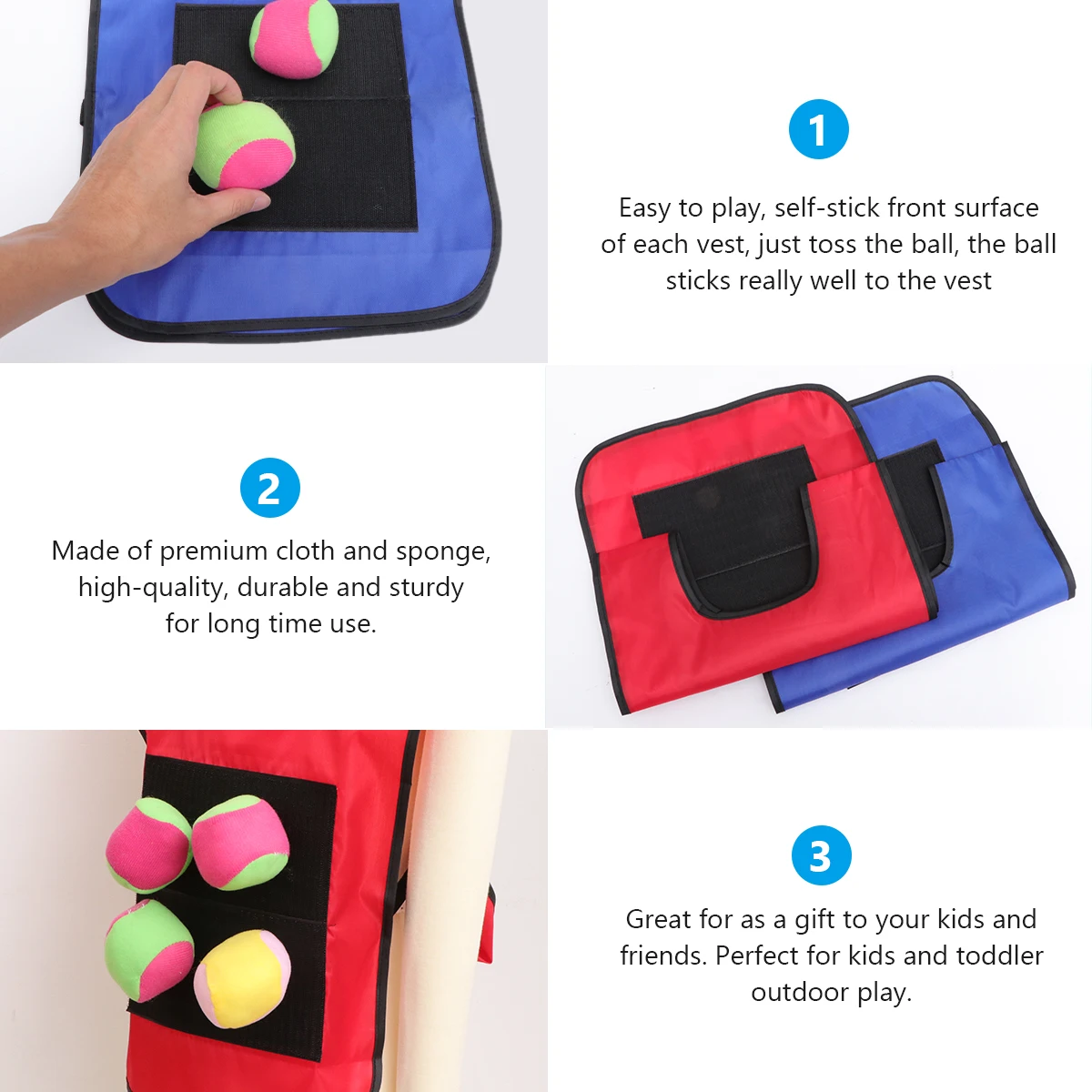 

12Pcs Sticky Ball Vest Kids Toys Premium Cloth Sponge Toddler Game Balls Sports Gifts Develop Skills