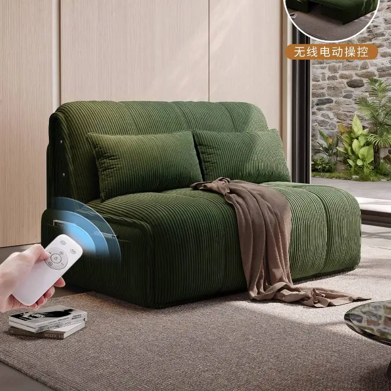 

Cream wind corduroy smart electric sofa bed single double small apartment multi-function living room Internet Furniture Home