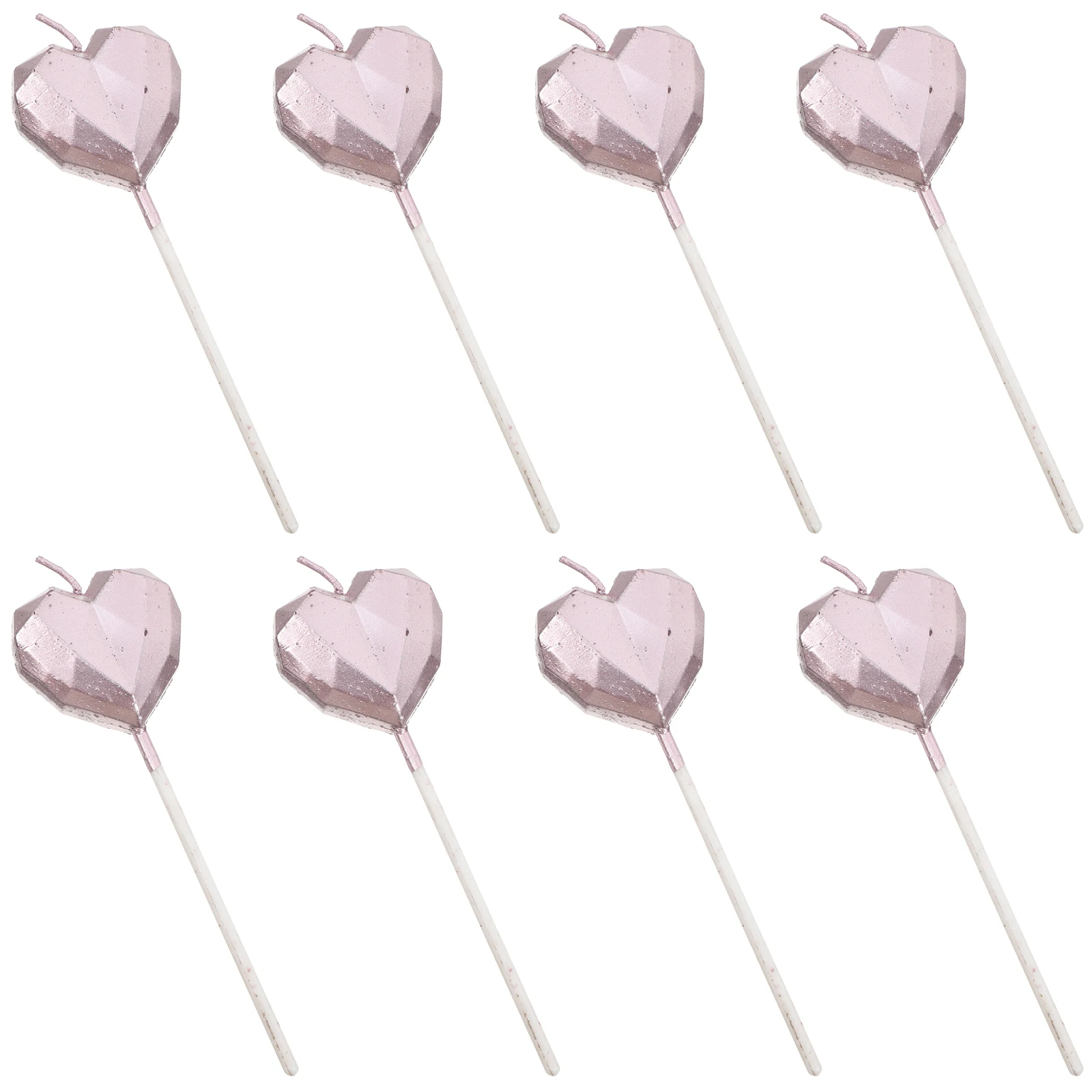 

8pcs Heart Shaped Birthday Cake Candles Unique Decorative Party Wedding Decoration Bright Flame Accessory Bulk