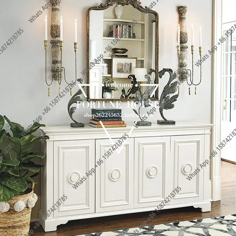 

Американский легкий роскошный пристенный шкаф из массива дерева для столовой, французский простой современный кремовый стиль, тумба для обуви в гостиную, пристенный шкафчик.