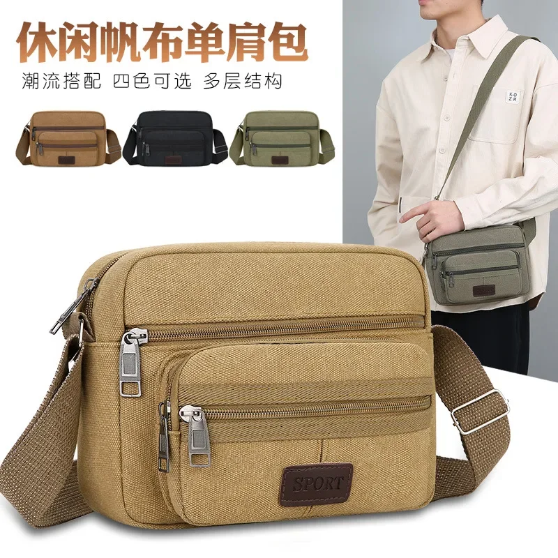 

Новая мужская парусиновая сумка на плечо, корейская версия, модная повседневная парусиновая мужская сумка, деловой уличный рюкзак, оптовая продажа