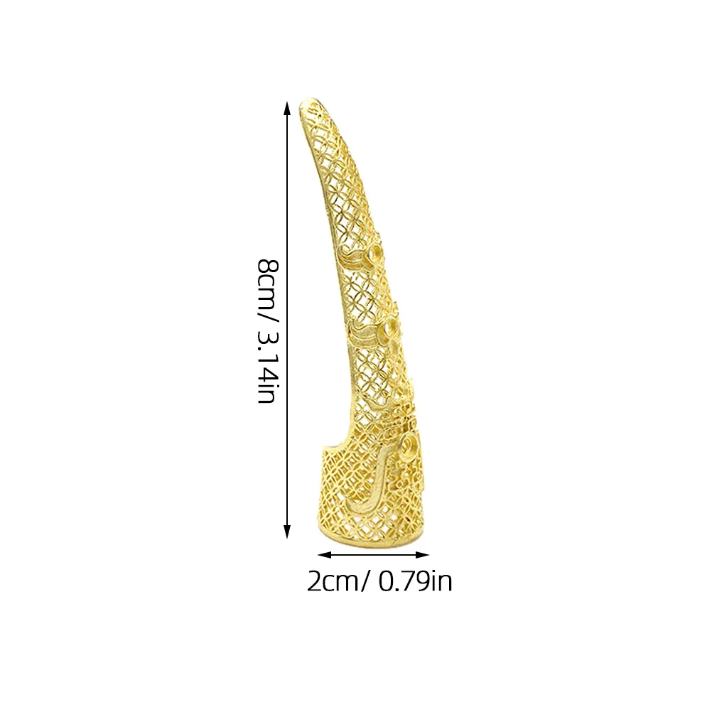 2 stuks vingertophoezen koninklijke stijl lang gouden uitgehold ontwerp voor buikdans halloween cosplay prestaties koperen vingertop